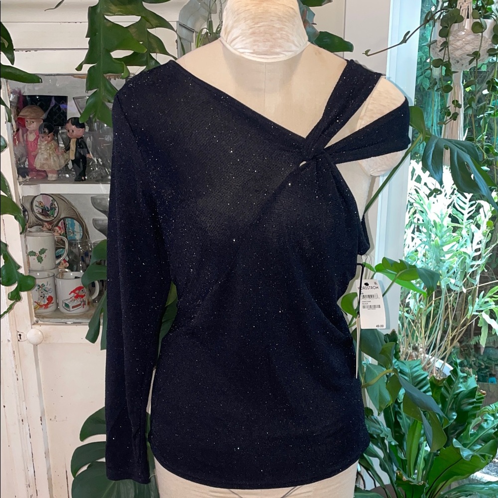 Halogen Black Off-the-Shoulder Sweater
